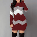 Long Sleeve Wavy Striped Multicolor Knit Top