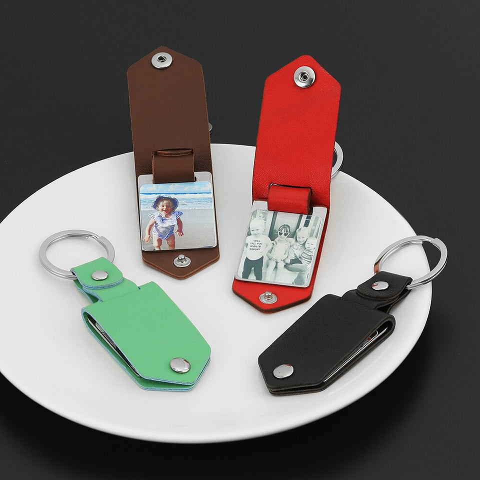 Autocollant de miroir de porte-clés porte-clés en cuir personnalisé