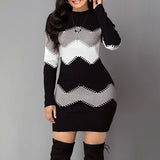 Long Sleeve Wavy Striped Multicolor Knit Top