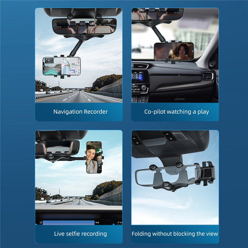 Rotating and retractable cell phone holder
