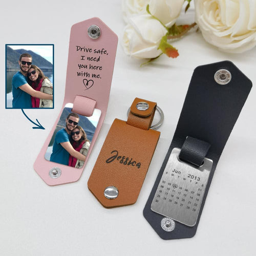 Custom Leather Drive Safe Keychain Key Chain Mirror Sticker